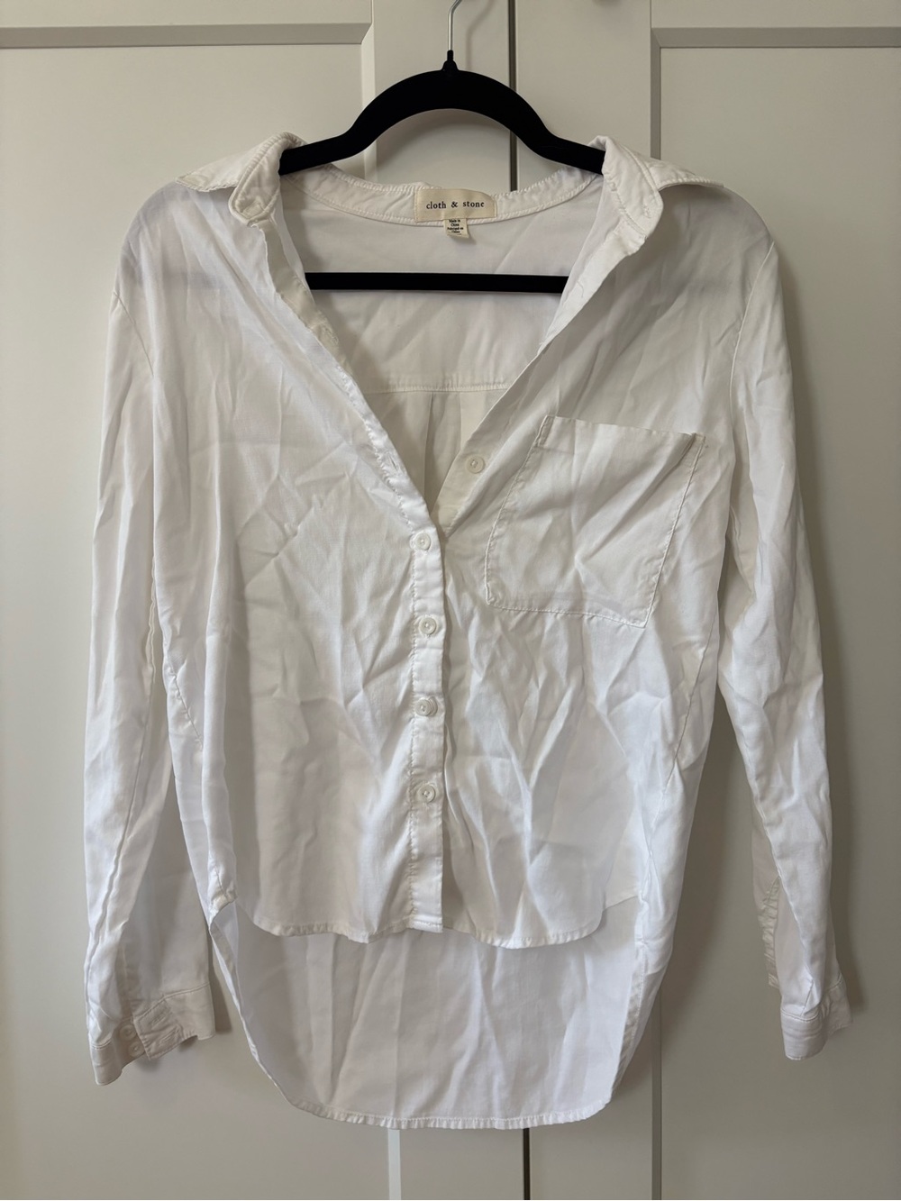 Anthropologie Cloth&Stone White Button-Down Shirt with Chest Pocket